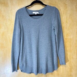 Ann Taylor LOFT grey textured cotton crewneck sweater. Sz Small